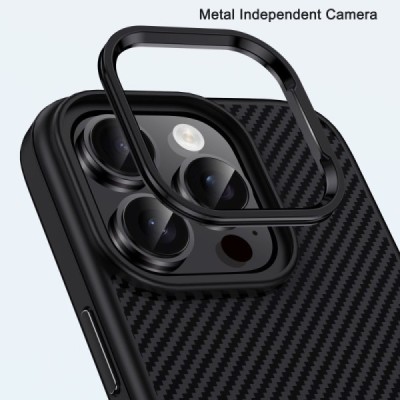 Apple iPhone 16 Pro "IPAKY" Carbon silicone TPU black case cover | Priedai.lt