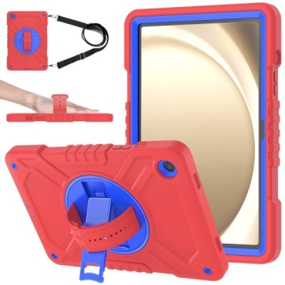 Samsung Galaxy Tab A9+ enhanced protection (360°) colored, red case - back | Priedai.lt
