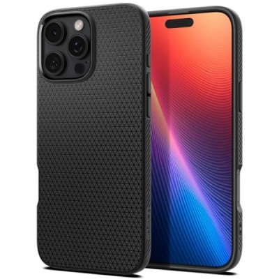 "Spigen" Liquid Air Apple iPhone 16 Pro Black Hard Silicone Case Cover - Back | Priedai.lt