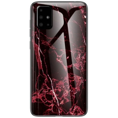 Samsung Galaxy A51 "Marble" Hard Silicone TPU Red Back Case Cover | Priedai.lt