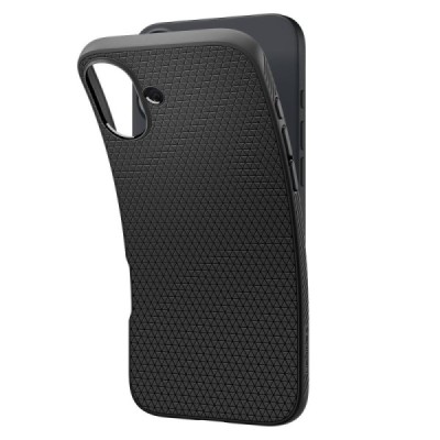 "Spigen" Liquid Air Apple iPhone 16 Black Hard Silicone Case Cover - Back | Priedai.lt