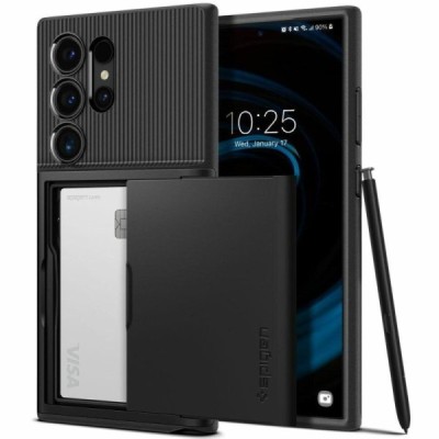 "Spigen" Slim Armor CS Samsung Galaxy S24 Ultra Black Hard Silicone Case Cover | Priedai.lt