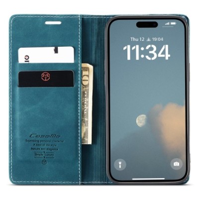 Apple iPhone 16 CaseMe Retro Solid Flip Case Book - Green | Priedai.lt