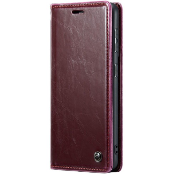 "CaseMe" Leather Solid Flip Case - Burgundy (iPhone 16)