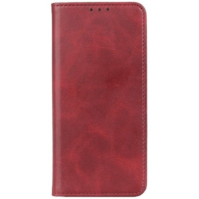 Apple iPhone 16 "Split" red leather flip case - book | Priedai.lt