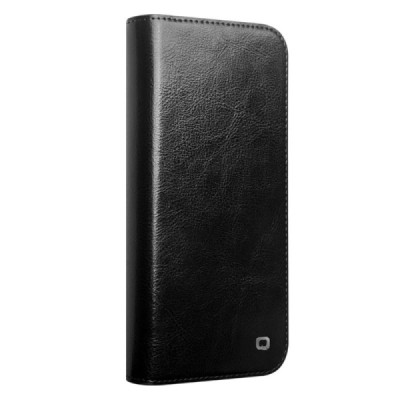 Apple iPhone 16 Pro Max "QIALINO" flip-up leather case cover - black | Priedai.lt