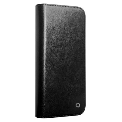 Apple iPhone 16 "QIALINO" flip-up leather case cover - black | Priedai.lt