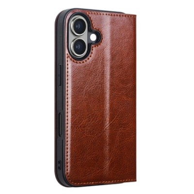 Apple iPhone 16 Plus "QIALINO" flip-up leather case cover - brown | Priedai.lt