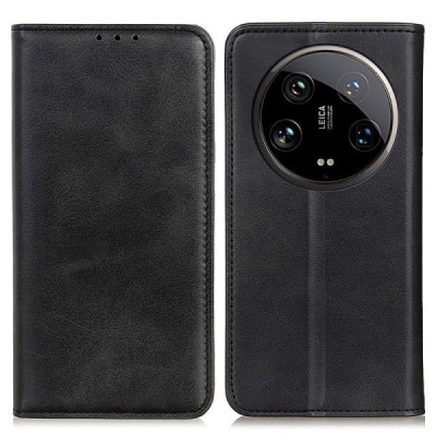 Xiaomi 14 Ultra "Split" black leather flip case - book | Priedai.lt