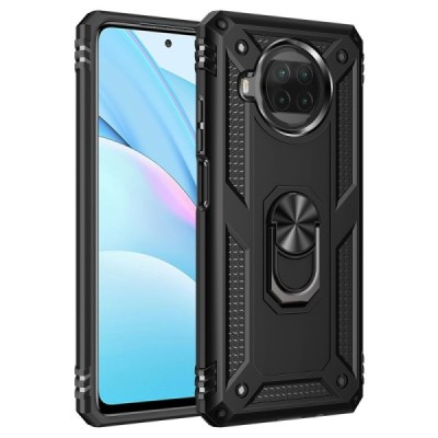 Sustiprintos apsaugos „Kickstand“ Xiaomi Redmi Note 9 Pro (Mi 10T Lite 5G) juodas kieto silikono (TPU) ir plastiko dėklas | Prie