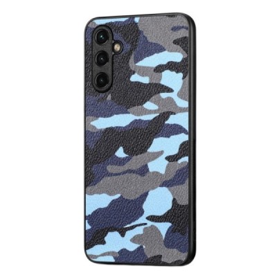 „Camouflage“ Pattern Samsung Galaxy A14 5G (SM-A146B, SM-A145F) mėlynas odinis dėklas | Priedai.lt