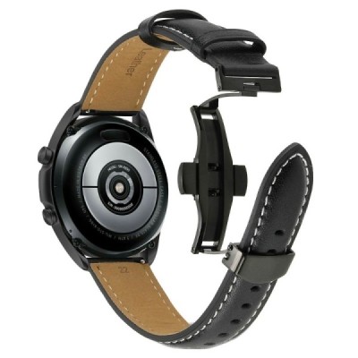 Leather išmaniojo laikrodžio Huawei Watch GT 3 Pro odinė juoda apyrankė | Priedai.lt