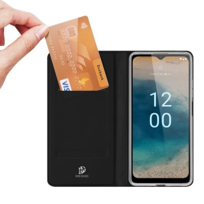 „Dux Ducis“ Skin serijos Nokia G22 juodas odinis atverčiamas dėklas | Priedai.lt
