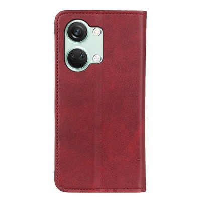 OnePlus Nord 3 „Split“ raudonas odinis atverčiamas dėklas - knygutė | Priedai.lt