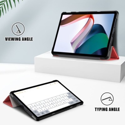 Xiaomi Redmi Pad SE 11" atverčiamas raudonas odinis dėklas (sulankstomas) | Priedai.lt