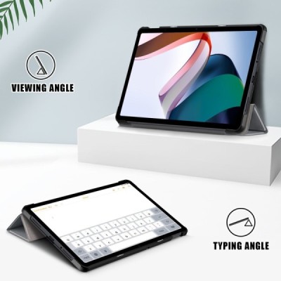 Xiaomi Redmi Pad SE 11" atverčiamas pilkas odinis dėklas (sulankstomas) | Priedai.lt