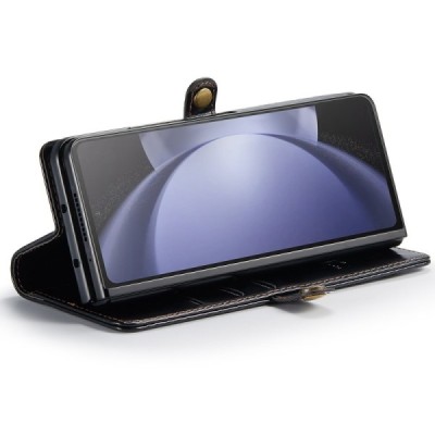 Samsung Galaxy Fold5 5G (SM-F946B) „CaseMe“ Leather solidus atverčiamas juodas odinis dėklas - knygutė | Priedai.lt