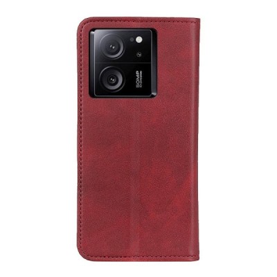 Xiaomi 13T (13T Pro) „Split“ raudonas odinis atverčiamas dėklas - knygutė | Priedai.lt