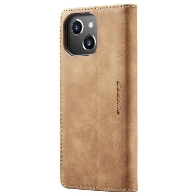 Apple iPhone 15 Plus CaseMe Retro solidus atverčiamas šviesiai rudas odinis dėklas - knygutė | Priedai.lt
