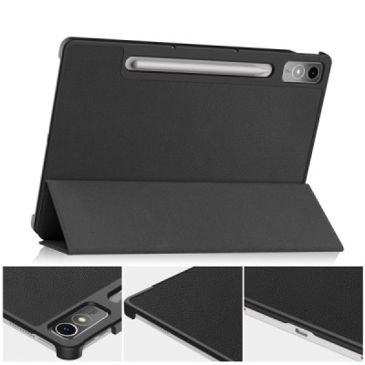 Lenovo Tab P12 12.7" atverčiamas juodas odinis dėklas (sulankstomas) | Priedai.lt
