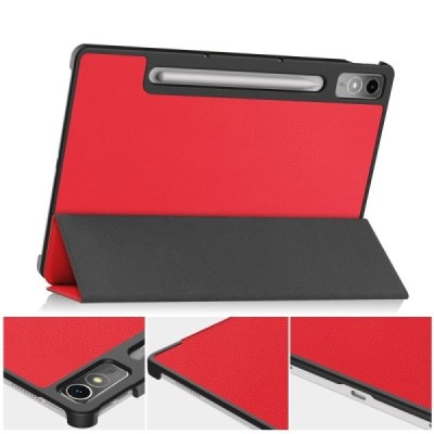 Lenovo Tab P12 12.7" atverčiamas raudonas odinis dėklas (sulankstomas) | Priedai.lt