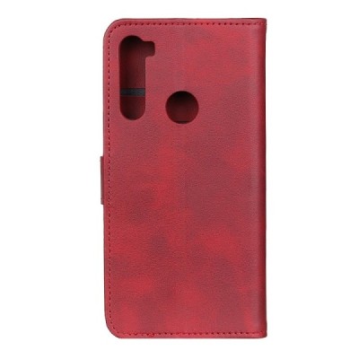 Xiaomi Redmi Note 8T atverčiamas raudonas odinis retro dėklas - piniginė | Priedai.lt