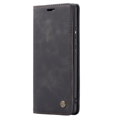 Huawei P20 Lite (Nova 3e) CaseMe Retro solidus atverčiamas juodas odinis dėklas - knygutė | Priedai.lt