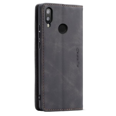 Huawei P20 Lite (Nova 3e) CaseMe Retro solidus atverčiamas juodas odinis dėklas - knygutė | Priedai.lt