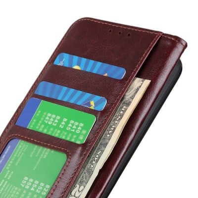 Nokia C31 atverčiamas rudas odinis dėklas, knygutė - piniginė | Priedai.lt