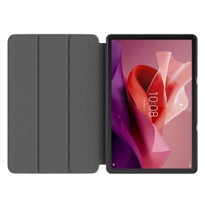 Lenovo Tab P12 12.7" solidus atverčiamas juodas odinis dėklas - knygutė (sulankstomas) | Priedai.lt