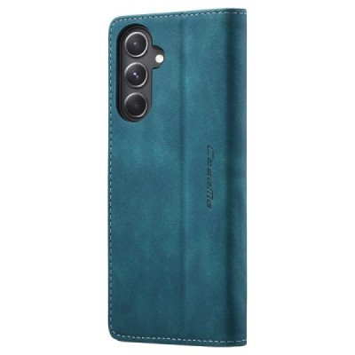 Samsung Galaxy S23 FE (Fan Edition) CaseMe Retro solidus atverčiamas žalias odinis dėklas - knygutė | Priedai.lt