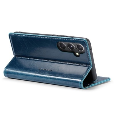 Samsung Galaxy S23 FE (Fan Edition) „CaseMe“ Leather solidus atverčiamas mėlynas odinis dėklas - knygutė | Priedai.lt