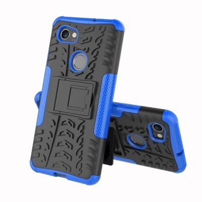Sustiprintos apsaugos „Kickstand“ Google Pixel 2 XL juodos ir mėlynos spalvos kieto silikono (TPU) ir plastiko dėklas | Priedai.