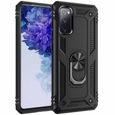 Sustiprintos apsaugos „Kickstand“ Samsung Galaxy S20 FE (Fan Edition) juodas kieto silikono (TPU) ir plastiko dėklas | Priedai.l