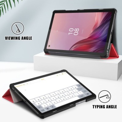 Lenovo Tab M9 9" atverčiamas raudonas odinis dėklas (sulankstomas) | Priedai.lt