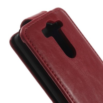 LG G3 S D722 klasikinis vertikaliai atverčiamas raudonas odinis dėklas / Priedai.lt