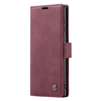 Samsung Galaxy S24 Ultra (SM-S928) CaseMe Retro solidus atverčiamas bordo odinis dėklas - knygutė | Priedai.lt