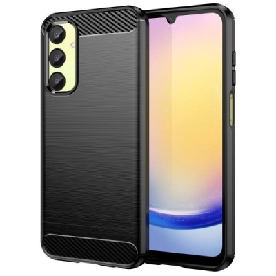Samsung Galaxy A25 (SM-A256) „Carbon“ kieto silikono TPU juodas dėklas - nugarėlė | Priedai.lt