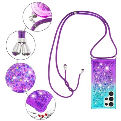 Samsung Galaxy S24 Ultra (SM-S928) „Strap“ Shine kieto silikono TPU mėlynas violetinis dėklas - nugarėlė | Priedai.lt