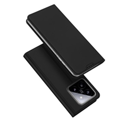 „Dux Ducis“ Skin serijos Xiaomi 14 Pro juodas odinis atverčiamas dėklas | Priedai.lt