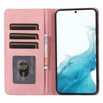 Samsung Galaxy S24+ (SM-S926) „Split“ rožinis odinis atverčiamas dėklas - knygutė | Priedai.lt