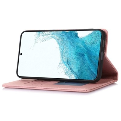 Samsung Galaxy S24+ (SM-S926) „Split“ rožinis odinis atverčiamas dėklas - knygutė | Priedai.lt
