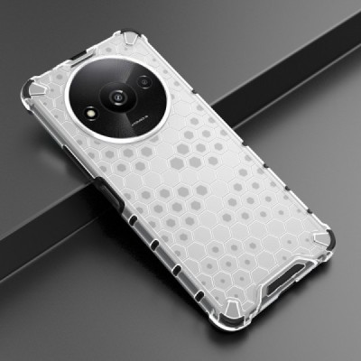 Honeycomb sustiprintos apsaugos Xiaomi Redmi A3 (Poco C61) skaidrus kieto silikono (TPU) ir plastiko dėklas | Priedai.lt
