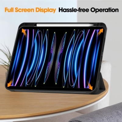 Apple iPad Pro 11 (2025) / 11 (2024) flip black leather case - book with stylus slot | Priedai.lt