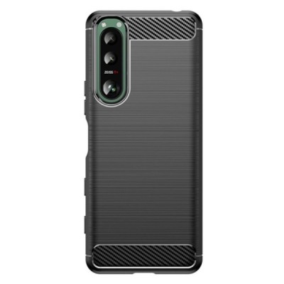 Sony Xperia 5 III „Carbon“ kieto silikono TPU juodas dėklas - nugarėlė | Priedai.lt