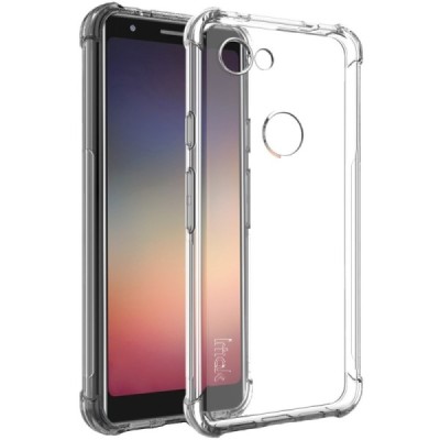 Google Pixel 3a Imak sustiprintos apsaugos kieto silikono TPU skaidrus dėklas - nugarėlė + apsauginė ekrano plėvelė | Priedai.lt