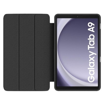 Samsung Galaxy Tab A9 "Deluxe" flip black leather case - book | Priedai.lt
