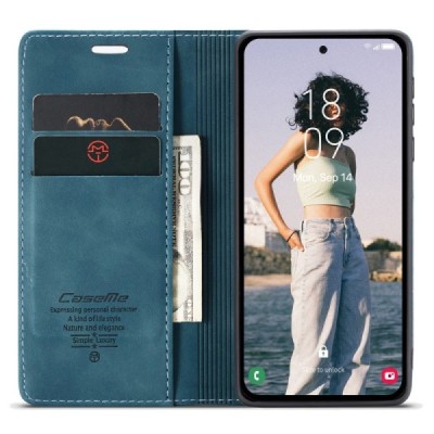 Samsung Galaxy A55 5G (SM-A556) CaseMe Retro Solid Flip Case Book - Green | Priedai.lt