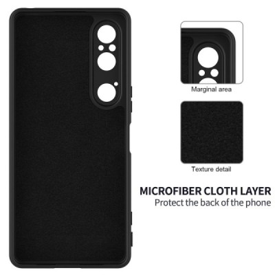 Sony Xperia 1 VI Shell hard liquid silicone (TPU) black case - cover | Priedai.lt