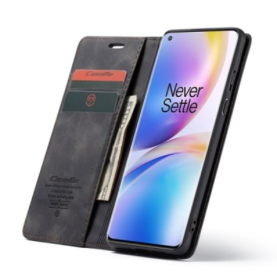 OnePlus 8 Pro CaseMe Retro Solid Flip Case Book - Black | Priedai.lt
